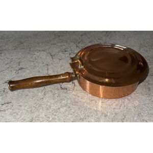 Vintage Teleflora Les Bonbons  Copper Pan With Wood Handle Lid Decorative 6 In